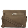 Hermes Kelly Messenger in Etoupe, Togo Leather — Front View