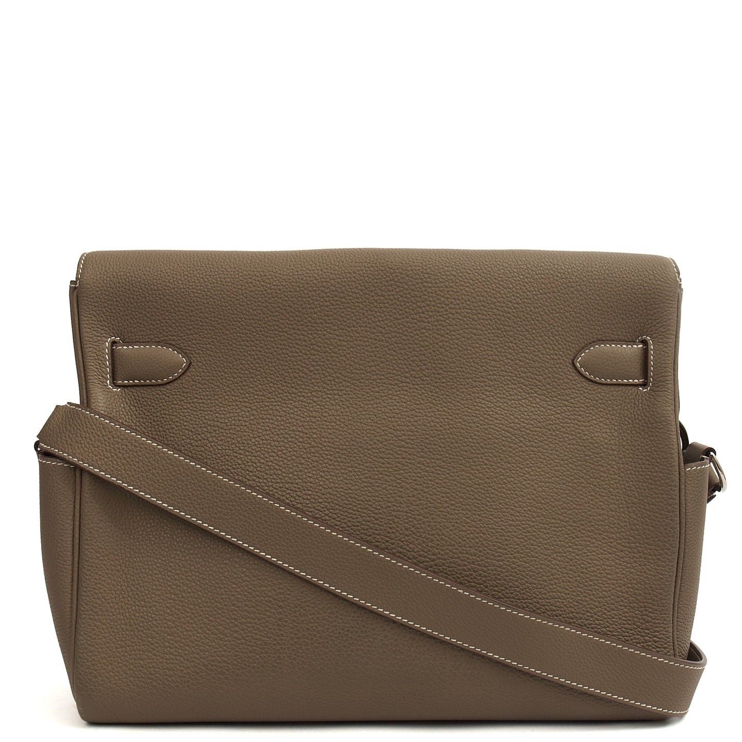 Hermes Kelly Messenger in Etoupe, Togo Leather — Top View