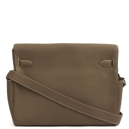 Hermes Kelly Messenger in Etoupe, Togo Leather — Top View