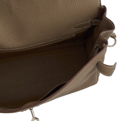 Hermes Kelly Messenger in Etoupe, Togo Leather — Alternate View 13