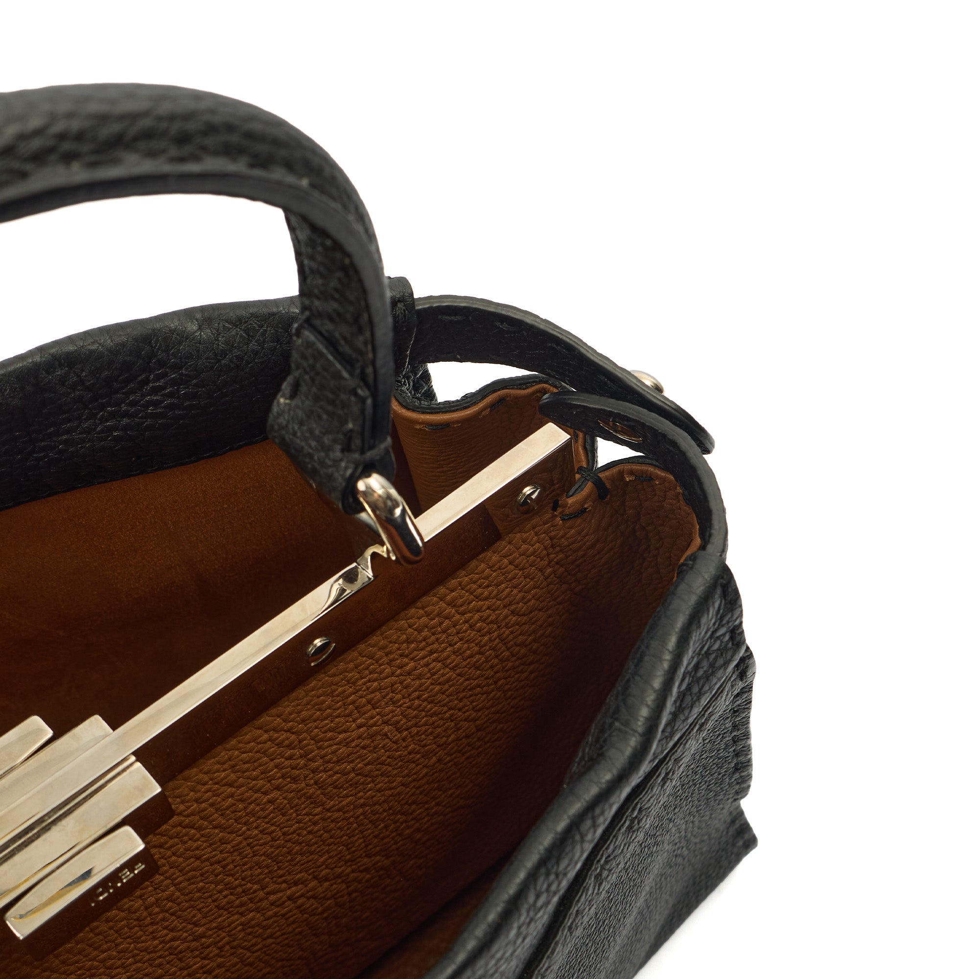 Fendi Tote Peekaboo - Medium in Black, Leather — Detail View