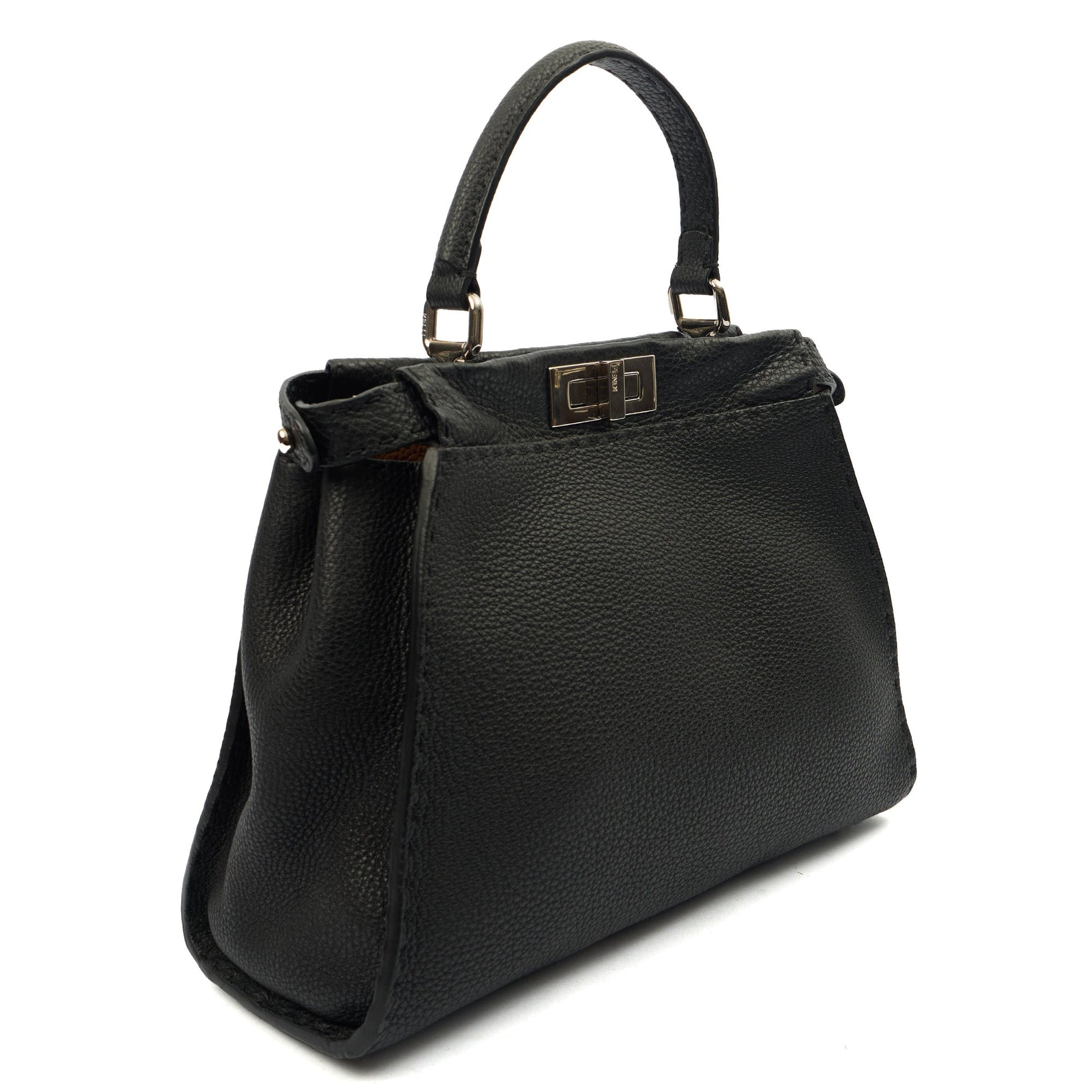 Fendi Tote Peekaboo - Medium in Black, Leather — Side View