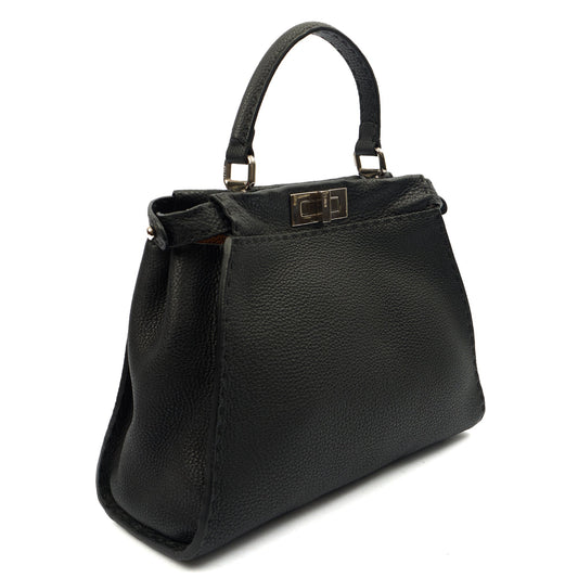 Fendi Tote Peekaboo - Medium in Black, Leather — Side View