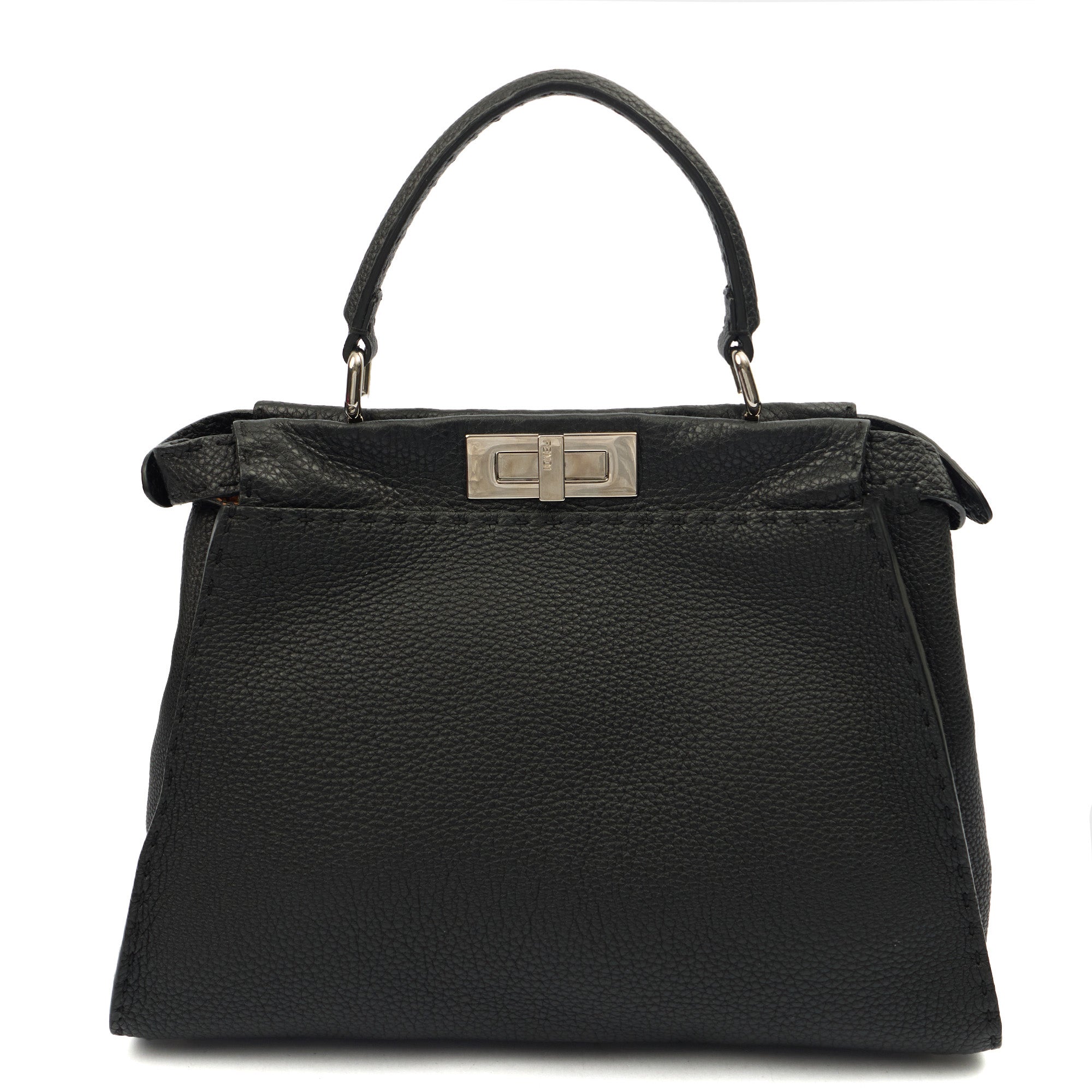 Fendi Tote Peekaboo - Medium in Black, Leather — Back View
