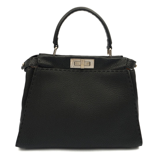 Fendi Tote Peekaboo - Medium in Black, Leather — Front View