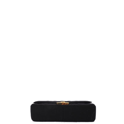 Chanel Shoulder Bag Flap Bag in Black, Fabric — Top View