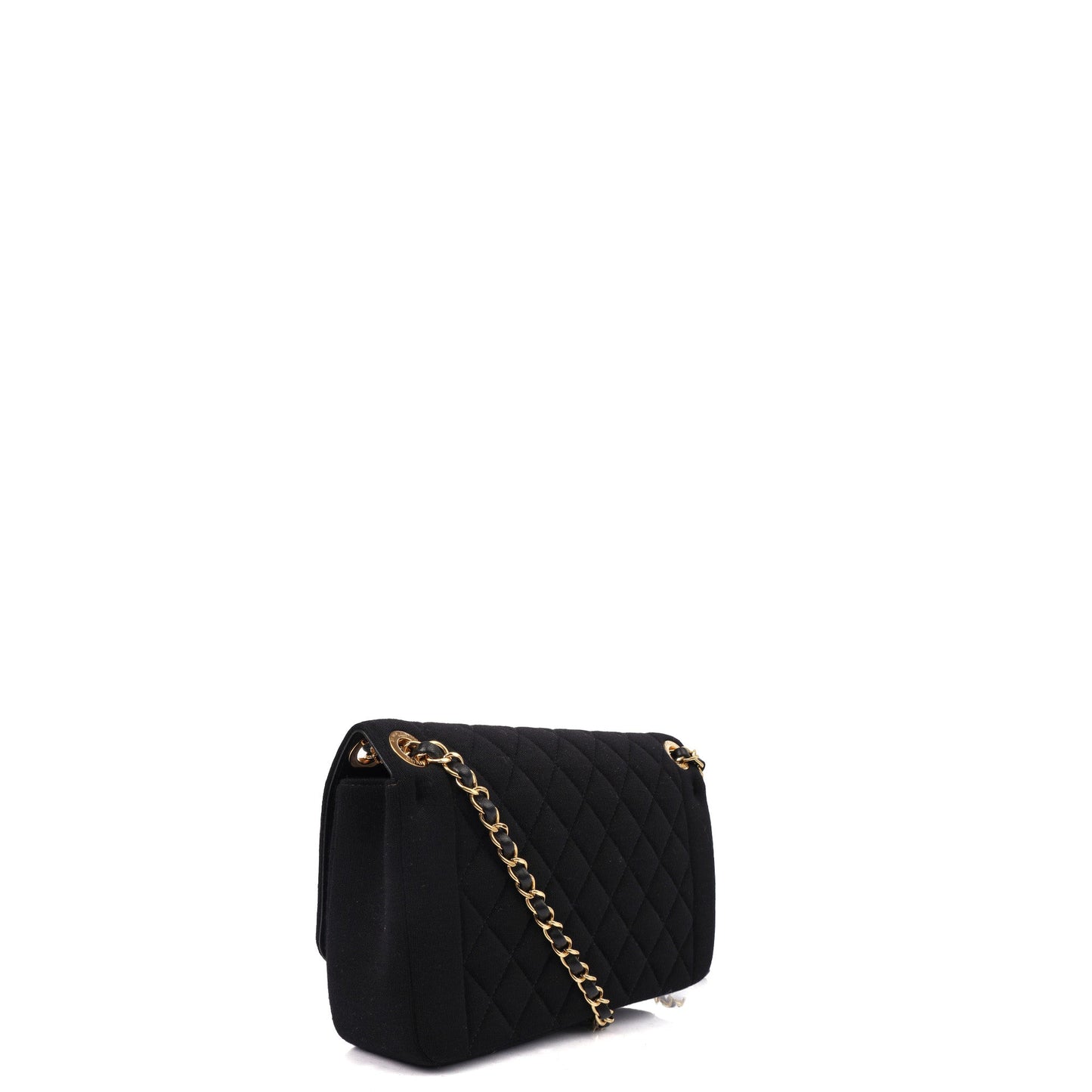 Chanel Shoulder Bag Flap Bag in Black, Fabric — Side View