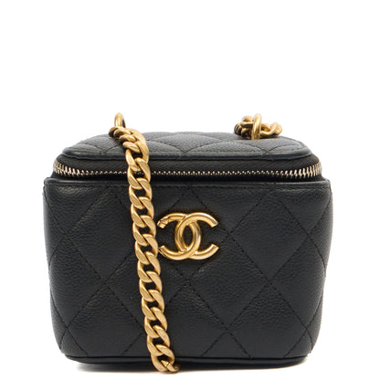 Chanel Cross Body Vanity Case - Mini in Black, Caviar Leather — Front View