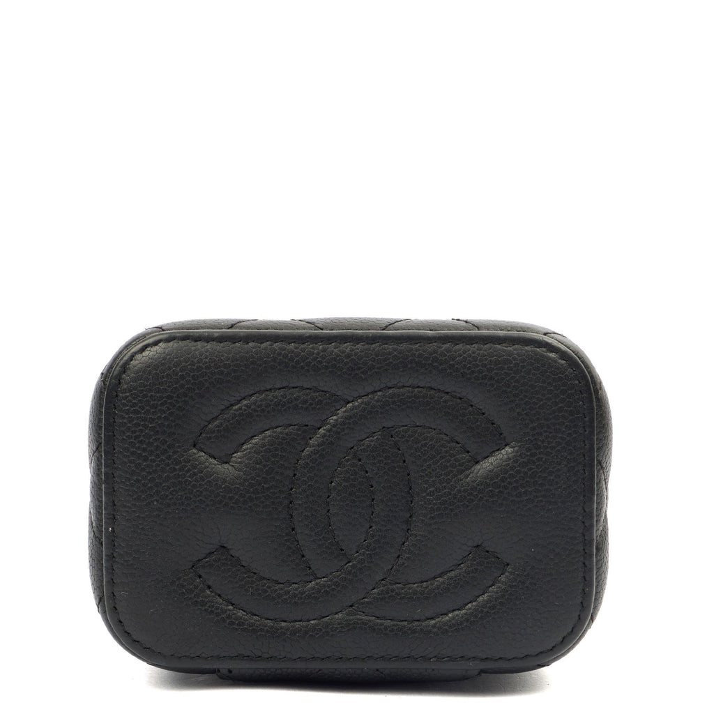 Chanel Cross Body Vanity Case - Mini in Black, Caviar Leather — Detail View