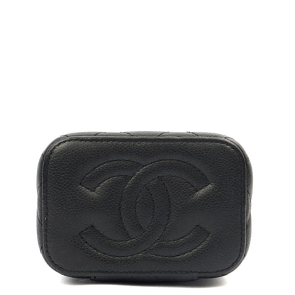 Chanel Cross Body Vanity Case - Mini in Black, Caviar Leather — Detail View
