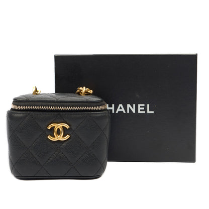 Chanel Cross Body Vanity Case - Mini in Black, Caviar Leather — Side View