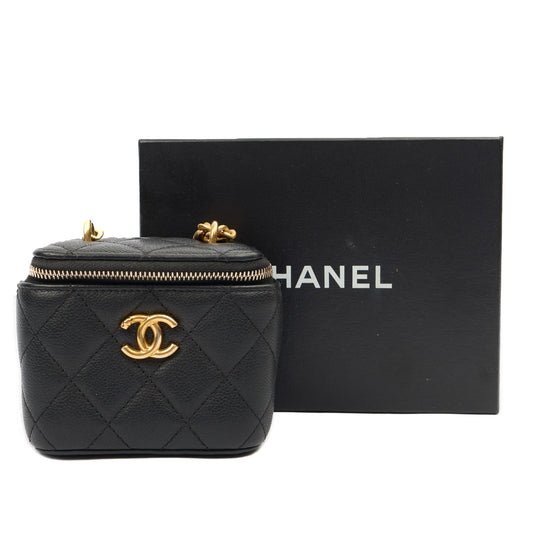 Chanel Cross Body Vanity Case - Mini in Black, Caviar Leather — Side View