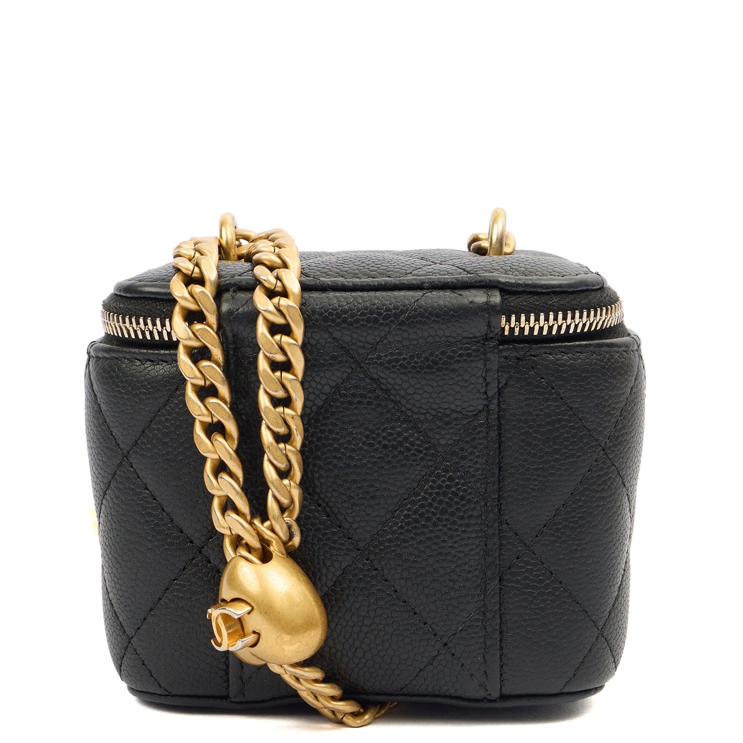 Chanel Cross Body Vanity Case - Mini in Black, Caviar Leather — Top View