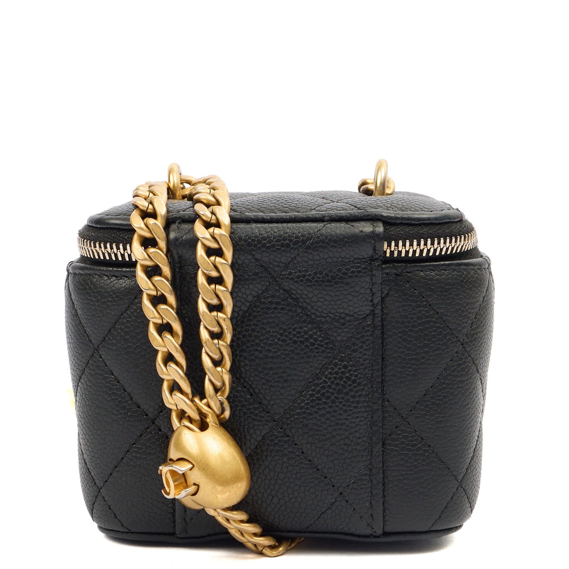 Chanel Cross Body Vanity Case - Mini in Black, Caviar Leather — Top View