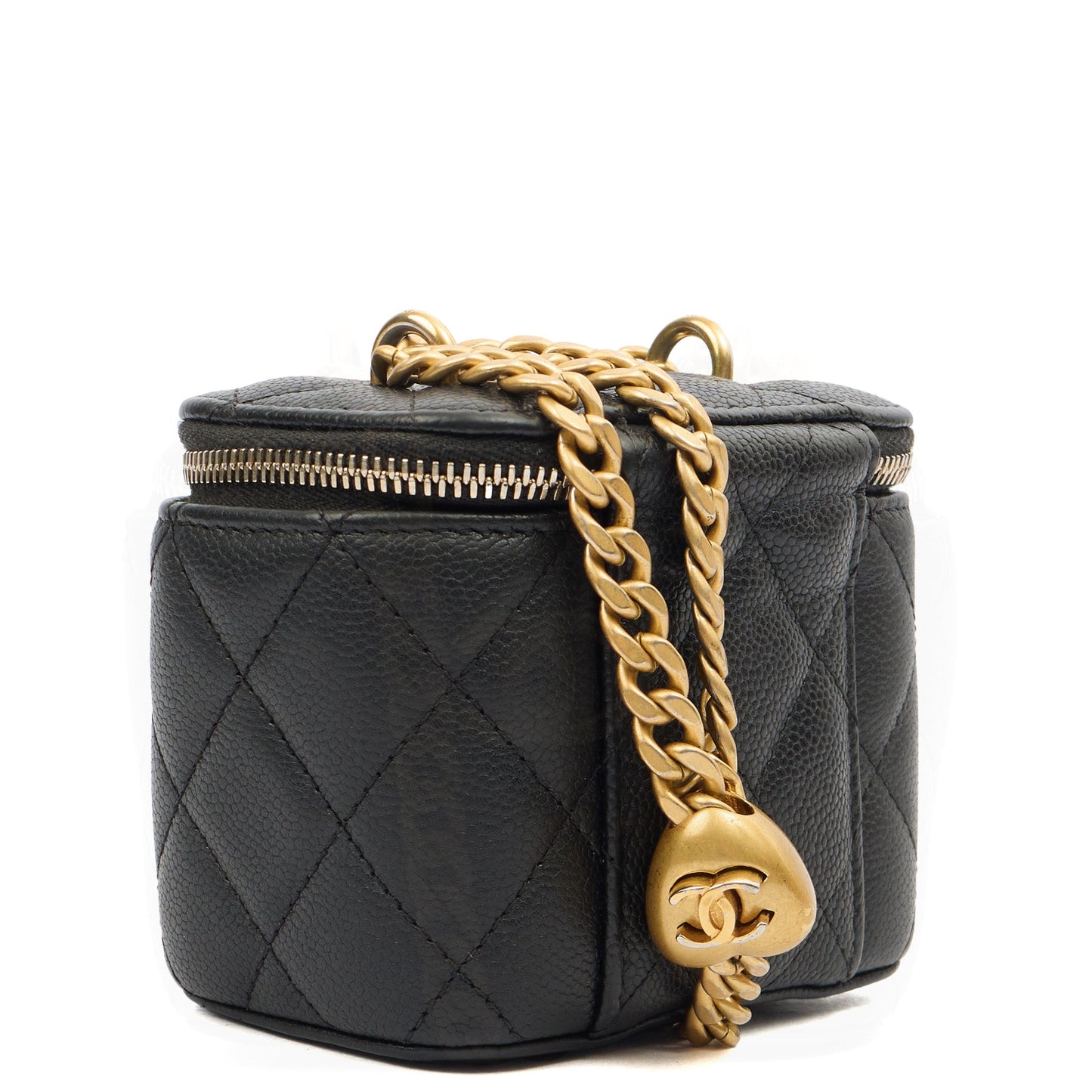 Chanel Cross Body Vanity Case - Mini in Black, Caviar Leather — Back View