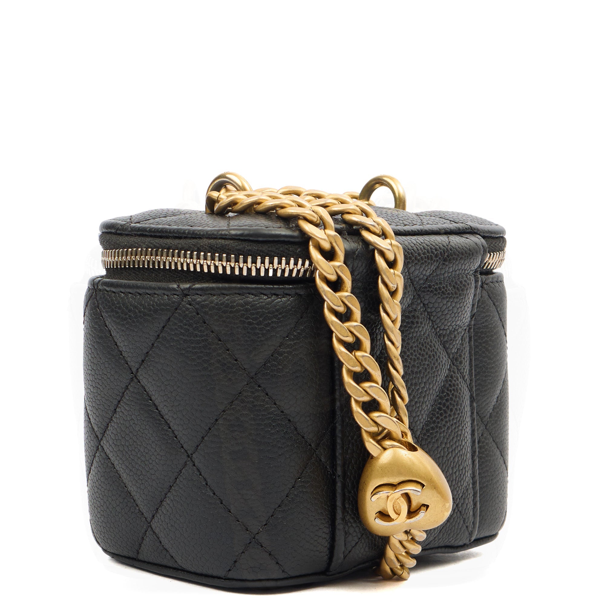 Chanel Cross Body Vanity Case - Mini in Black, Caviar Leather — Back View