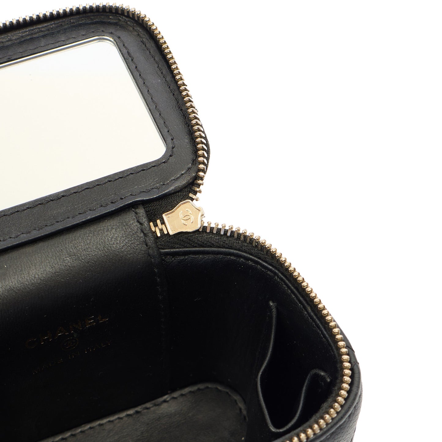 Chanel Cross Body Vanity Case - Mini in Black, Caviar Leather — Alternate View 11