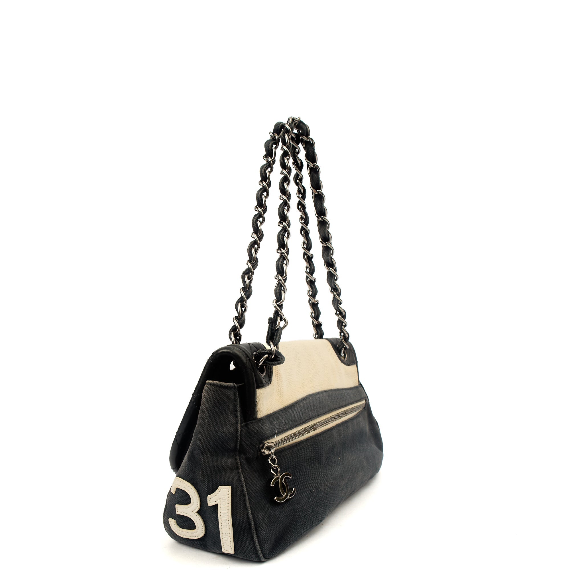 Chanel Shoulder Bag No.5 Giant Mademoiselle Bag in Multi, Canvas — Side View
