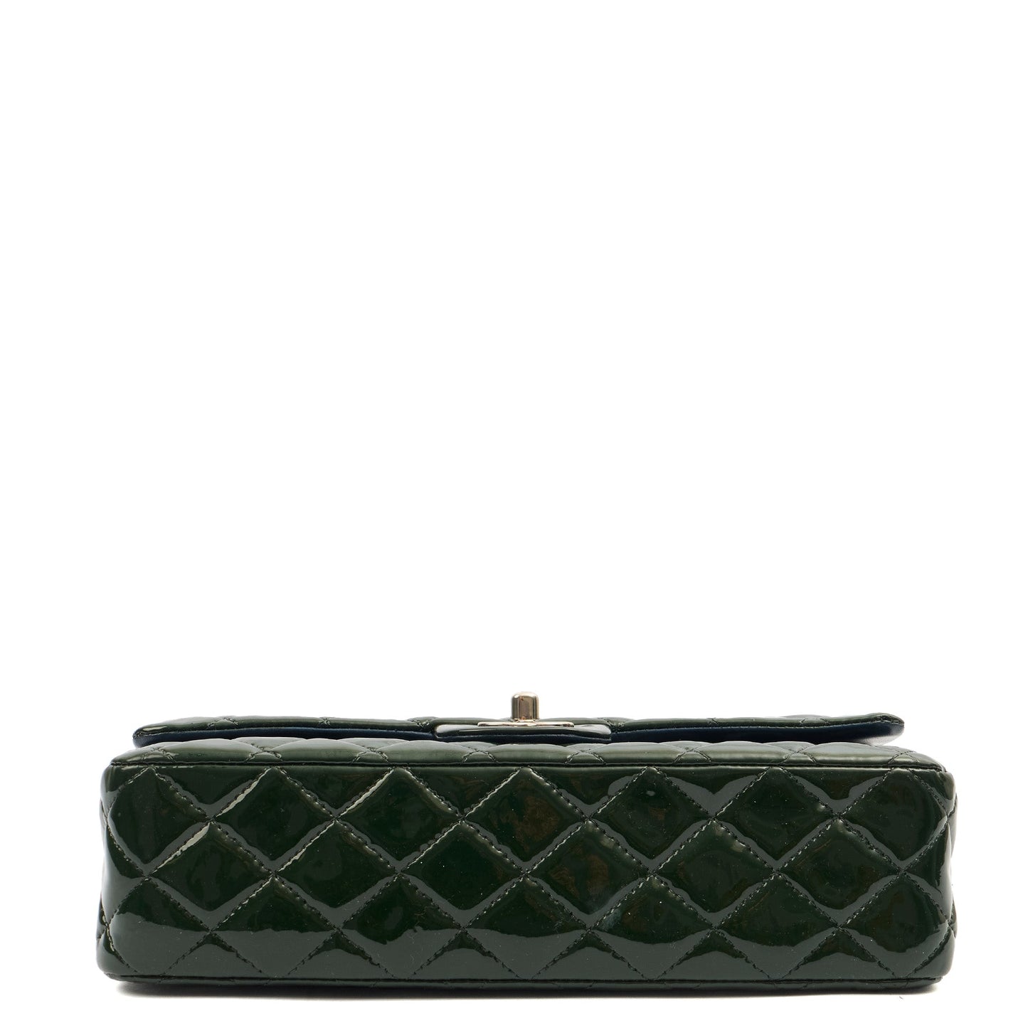 Chanel Shoulder Bag Classic Double Flap - Medium in Green, Patent Leather — Top View