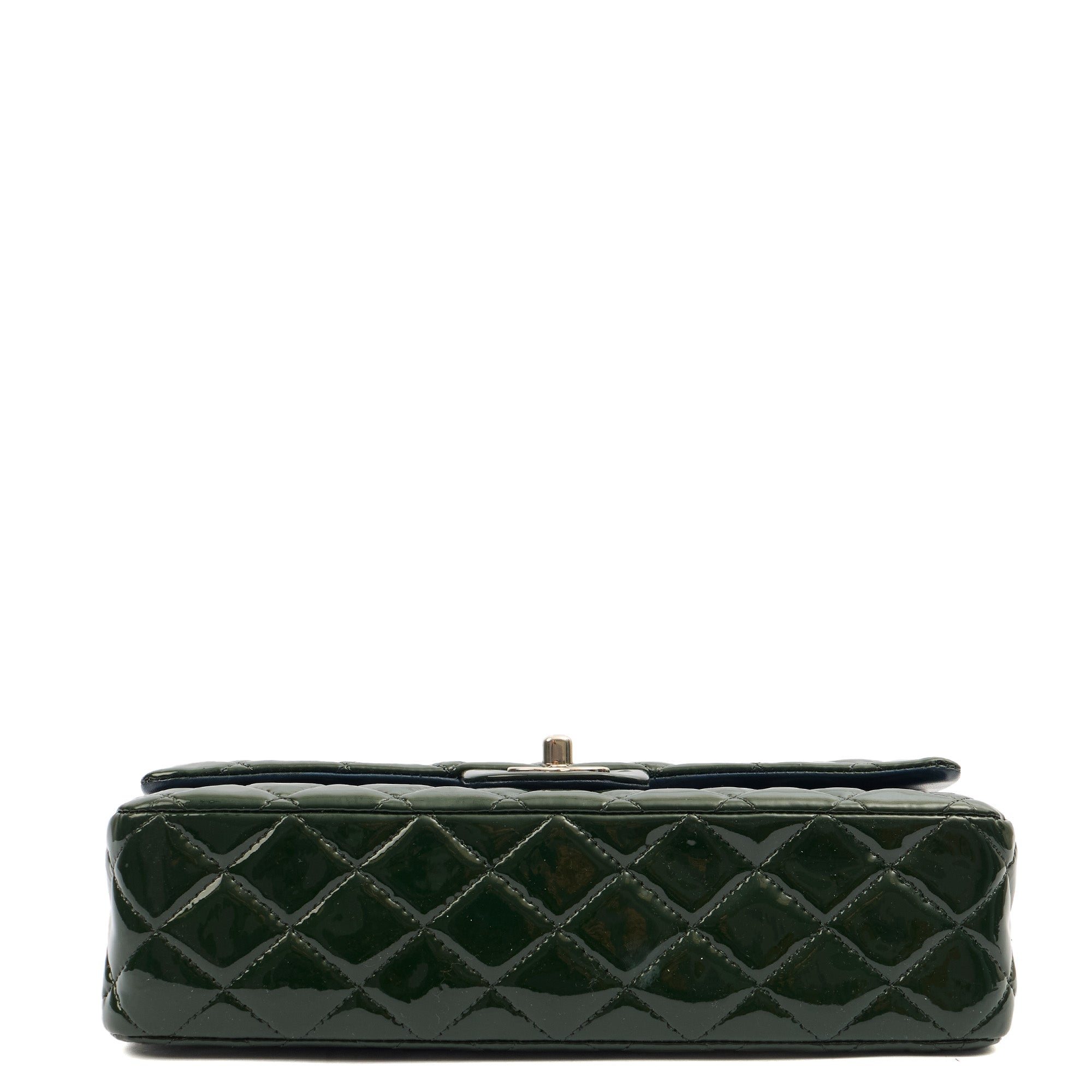 Chanel Shoulder Bag Classic Double Flap - Medium in Green, Patent Leather — Alternate View 22