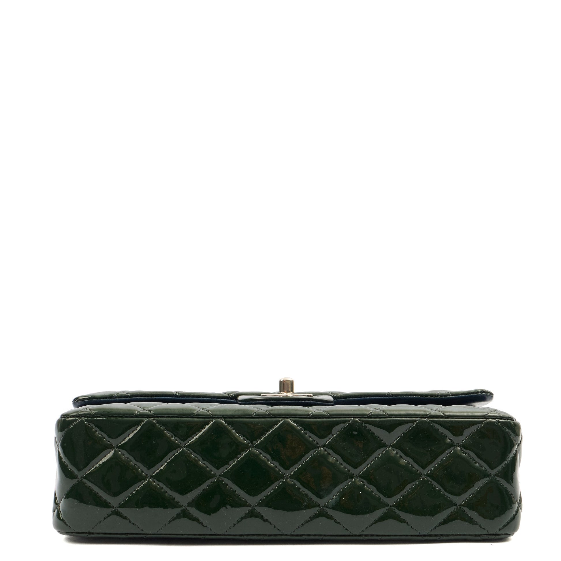 Chanel Shoulder Bag Classic Double Flap - Medium in Green, Patent Leather — Alternate View 13