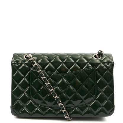 Chanel Shoulder Bag Classic Double Flap - Medium in Green, Patent Leather — Back View