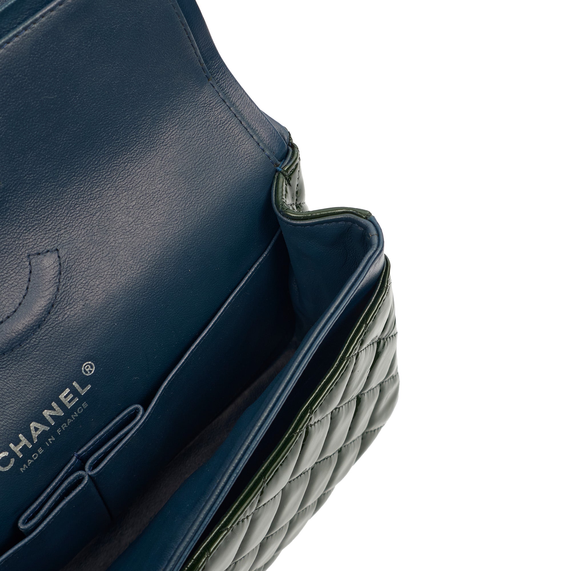 Chanel Shoulder Bag Classic Double Flap - Medium in Green, Patent Leather — Alternate View 9