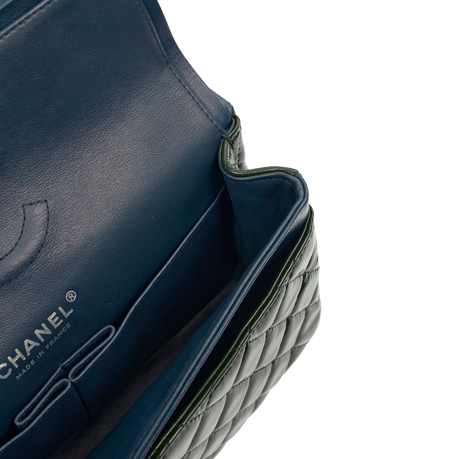Chanel Shoulder Bag Classic Double Flap - Medium in Green, Patent Leather — Alternate View 18