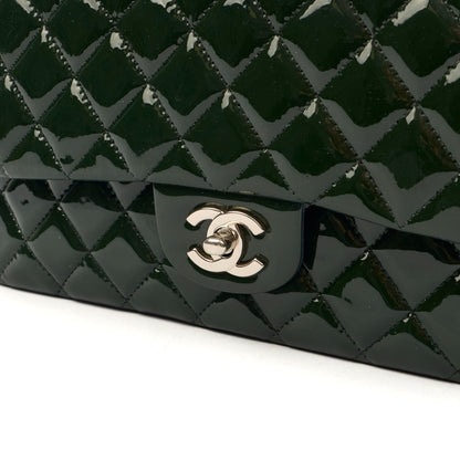Chanel Shoulder Bag Classic Double Flap - Medium in Green, Patent Leather — Alternate View 24