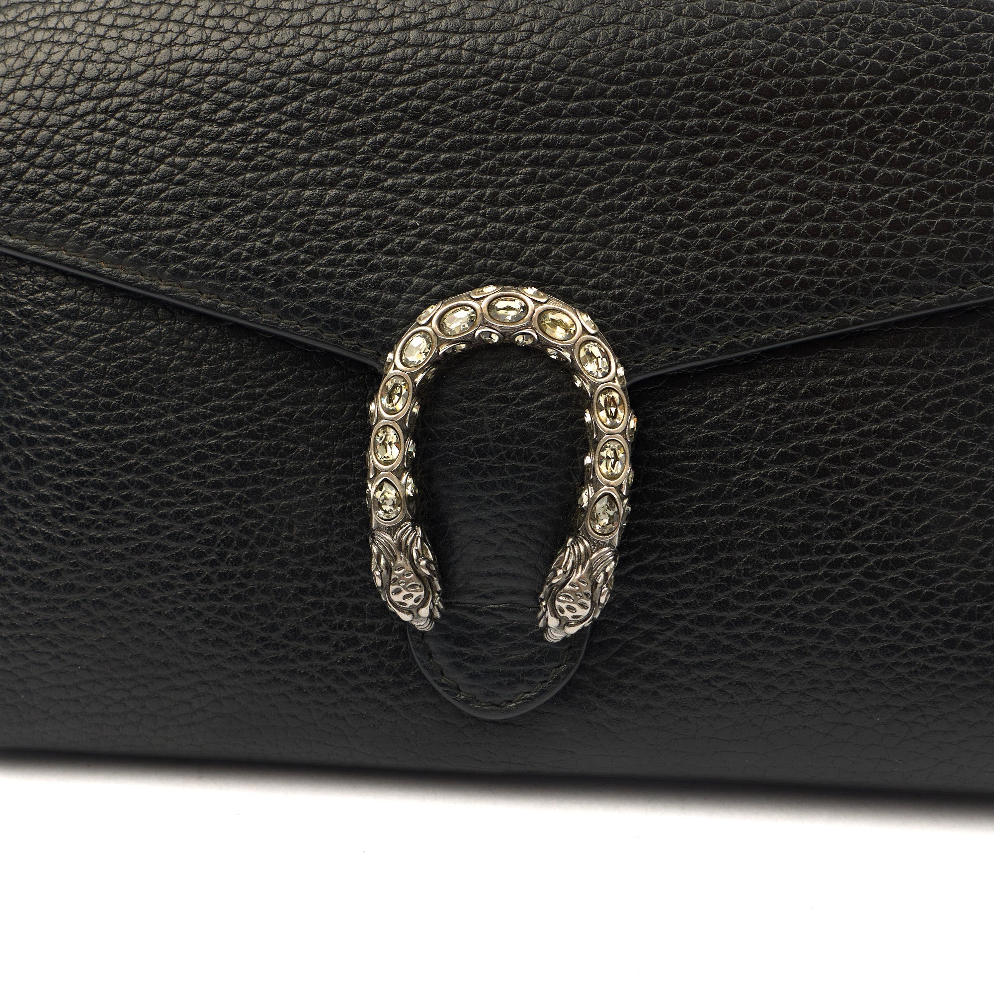 Gucci Clutch Dionysus Chain Wallet in Black, Leather — Lifestyle View