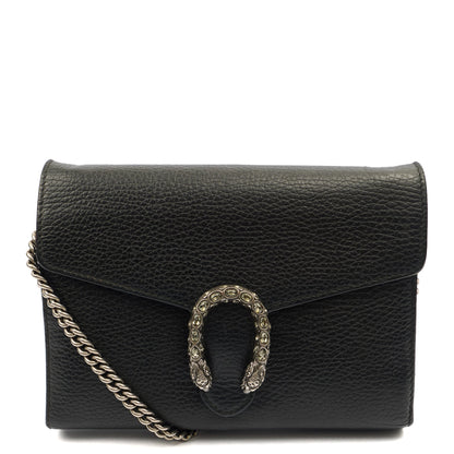 Gucci Clutch Dionysus Chain Wallet in Black, Leather — Front View