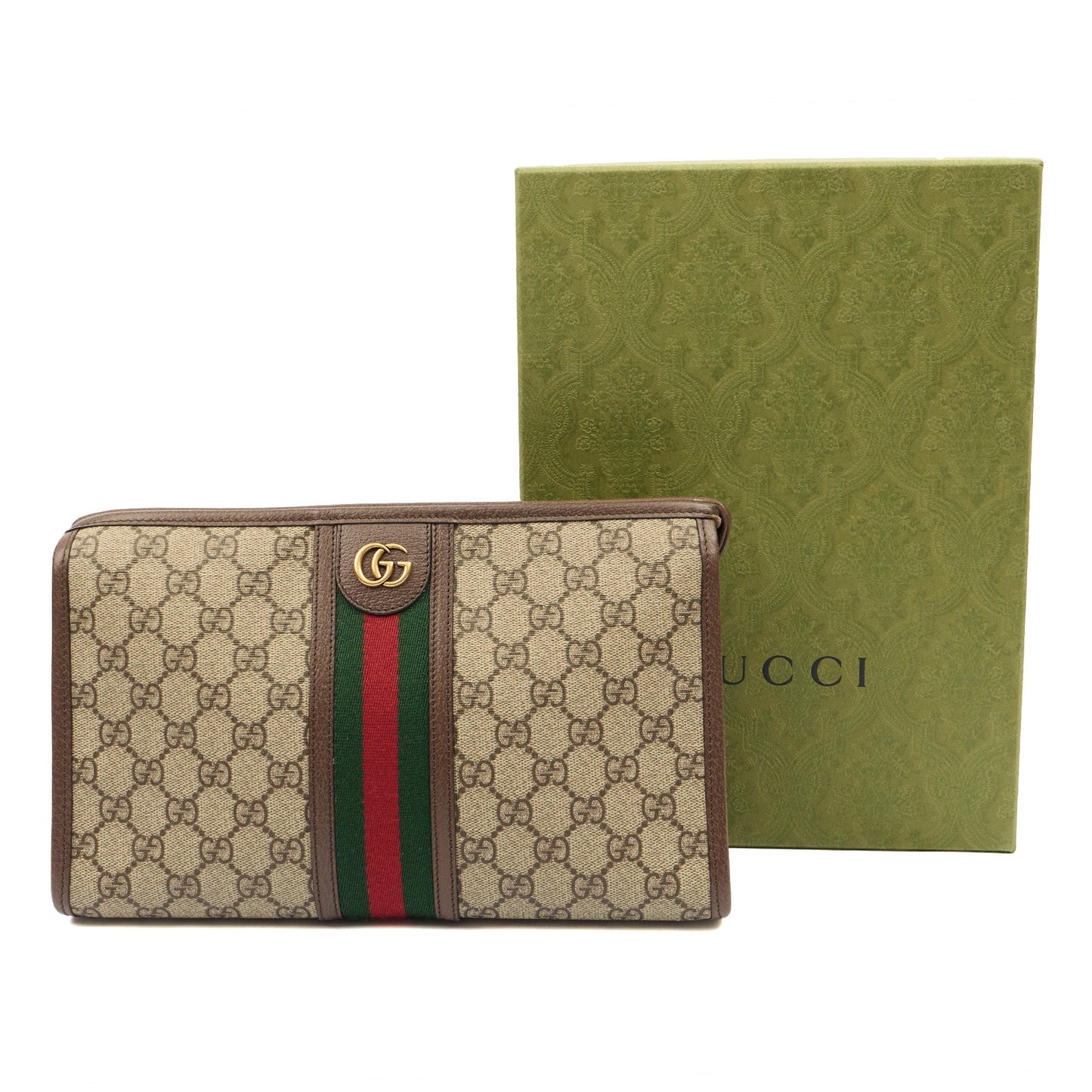 Gucci Clutch Ophidia GG Supreme Pouch in GG Supreme, GG Supreme Canvas — Lifestyle View