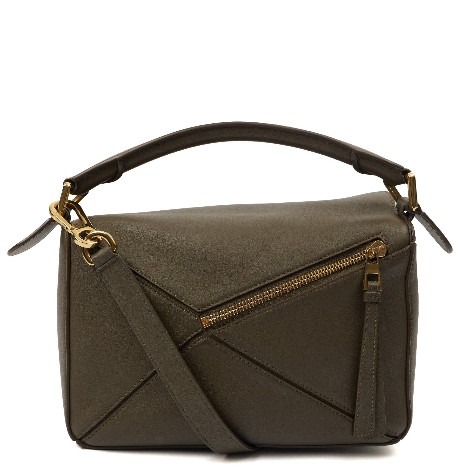 Loewe Top Handle Puzzle - Medium in Green, Leather — Alternate View 9