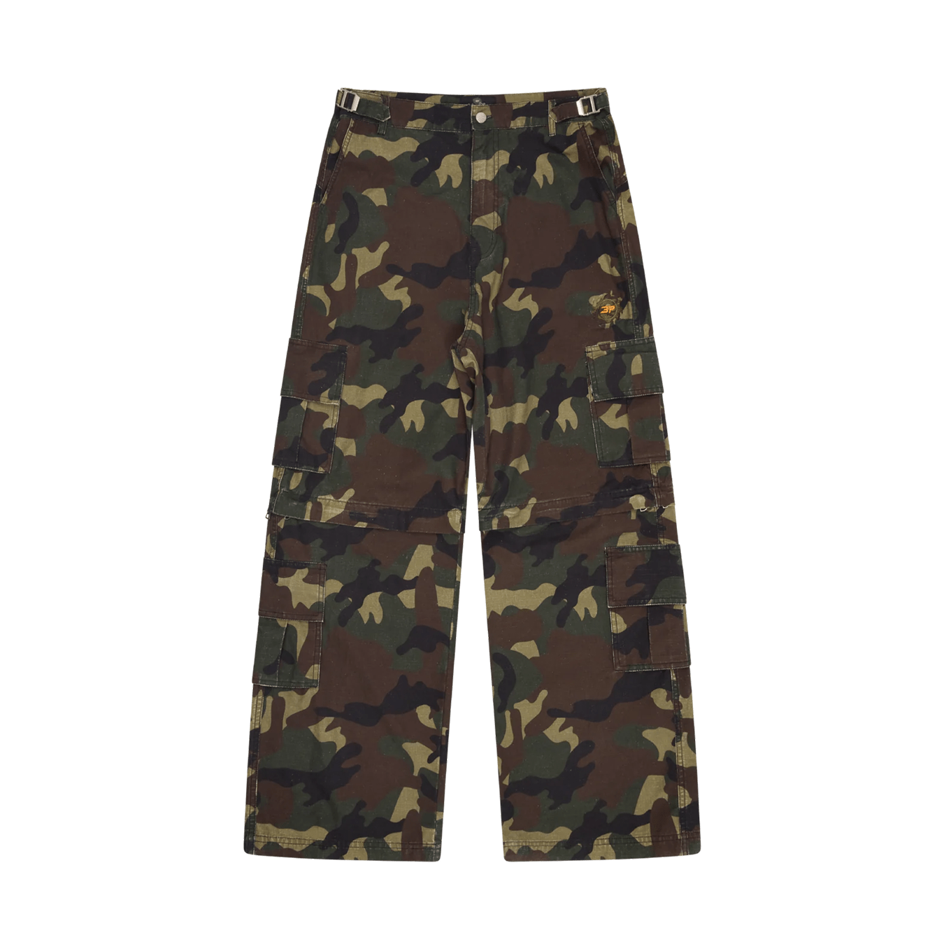 Broken Planet 2-In-1 Camo Cargo Pants/Shorts 'Camo Green' — XXS — Front View