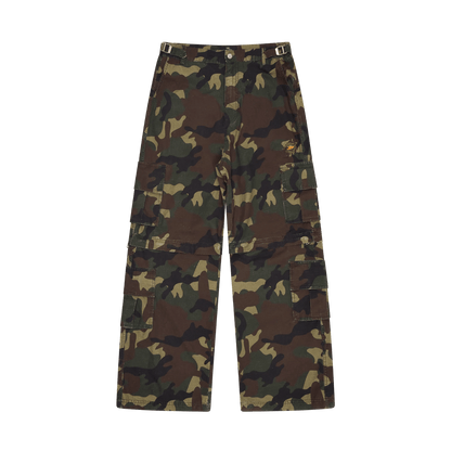 Broken Planet 2-In-1 Camo Cargo Pants/Shorts 'Camo Green' — XXS — Front View