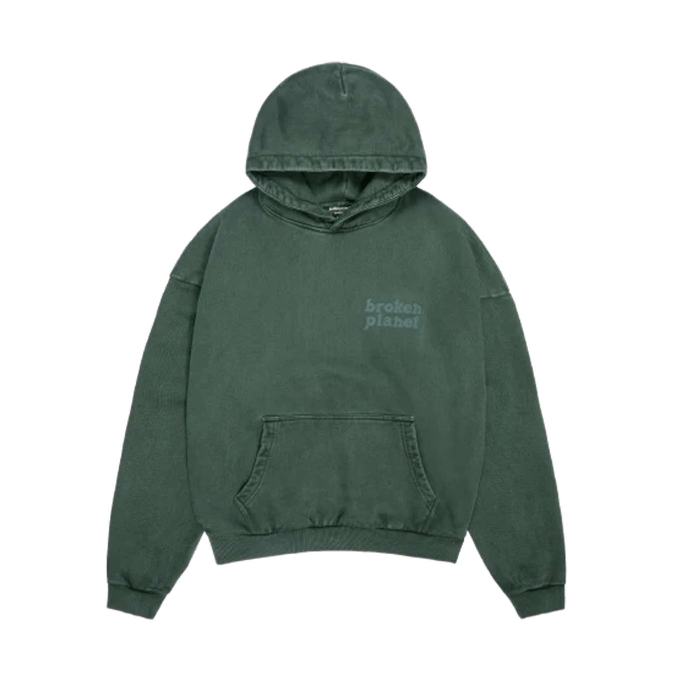 Broken Planet Basics Hoodie 'Washed Emerald Green' — XXS — Front View