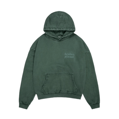 Broken Planet Basics Hoodie 'Washed Emerald Green' — XXS — Front View