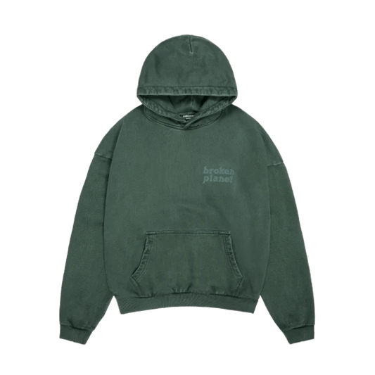 Broken Planet Basics Hoodie 'Washed Emerald Green' — XXS — Front View