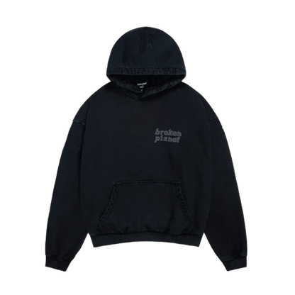 Broken Planet Basics Hoodie 'Washed Midnight Black' — XXS — Front View