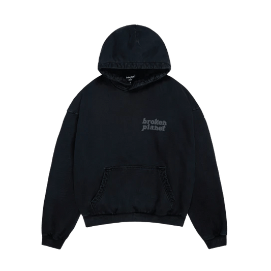 Broken Planet Basics Hoodie 'Washed Midnight Black' — XXS — Front View