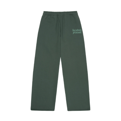 Broken Planet Basics Straight Leg Sweatpants - Emerald Green — XXS — Front View