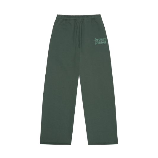 Broken Planet Basics Straight Leg Sweatpants - Emerald Green — XXS — Front View