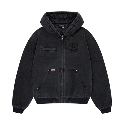 Broken Planet Denim Workwear Jacket - Washed Midnight Black — XXS — Front View