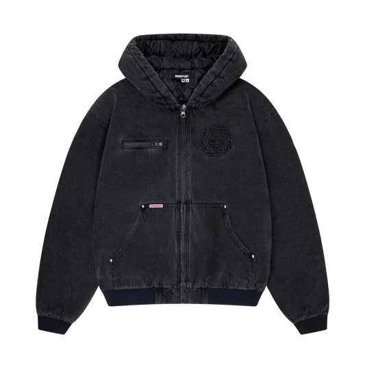 Broken Planet Denim Workwear Jacket - Washed Midnight Black — XXS — Front View
