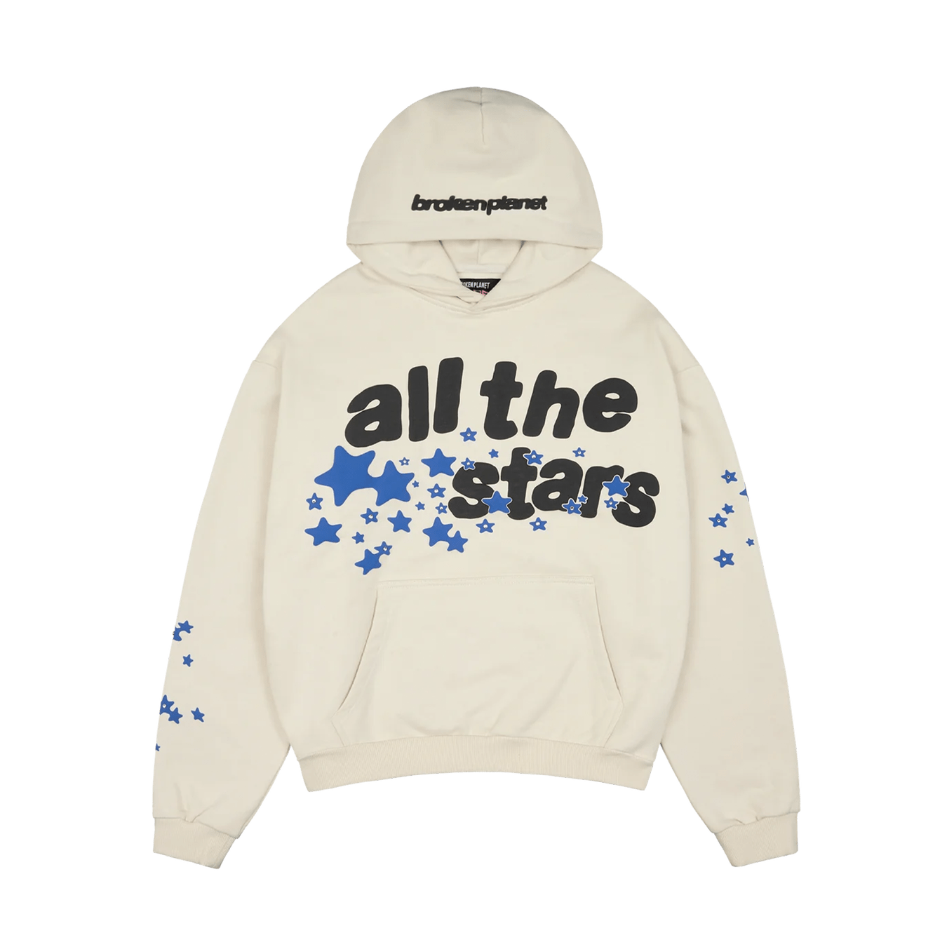 Broken Planet Hoodie 'All The Stars' - Ivory White — XXS — Front View