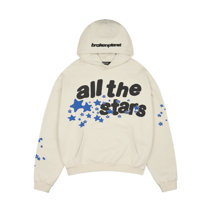 Broken Planet Hoodie 'All The Stars' - Ivory White — XXS — Front View