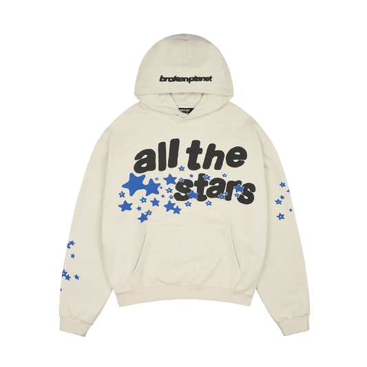 Broken Planet Hoodie 'All The Stars' - Ivory White — XXS — Front View