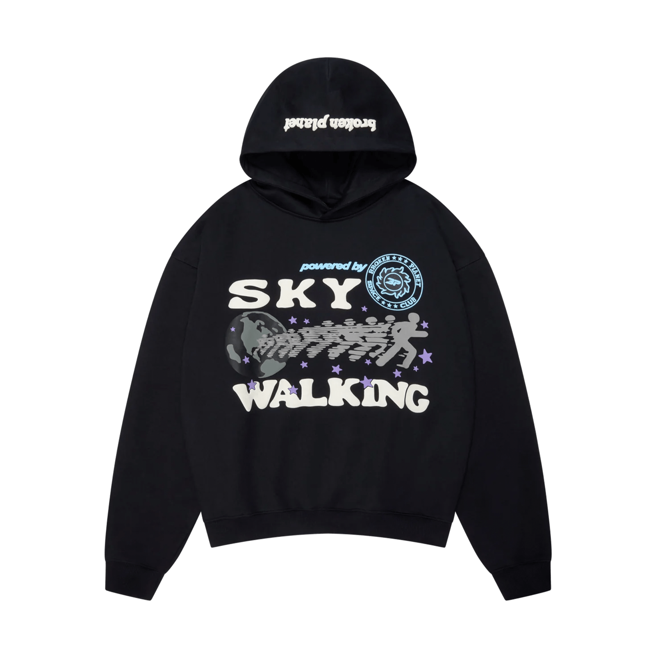 Broken Planet Hoodie 'Sky Walking' - Midnight Black — XXS — Front View