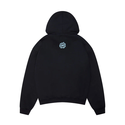 Broken Planet Hoodie 'Sky Walking' - Midnight Black — XXS — Side View