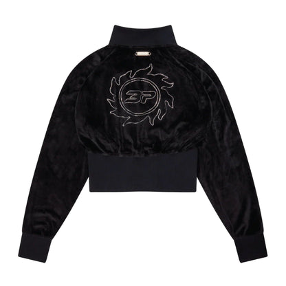 Broken Planet Star Girl Velour Track Jacket 'Midnight Black' — XXS — Side View